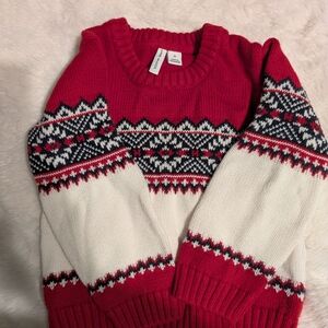 Red and White Patterned Sweater